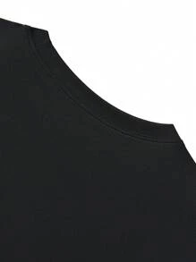 Young Boy Round Neck Simple Letter Print Casual T-Shirt, Short Sleeve