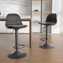 Nalupatio Bar Stools Set Of 2 Morden Height Counter Bar Stools With Polypropylene Back And Leather Seat,Swivel Adjustable Stool Chair For Home Kitchen - màu đen - Xem 1