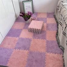 10pcs/Pack Puzzle Block Designed, Block Stitching Style, Ins Style Carpet For Living Room Sofa, Bedroom And Bedside - 5 Pink + 5 Purple - View 3