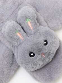 1條兒童可愛卡通兔子設計毛絨十字圍巾,適用於秋冬季日常保暖 - 灰色 - 查看 2