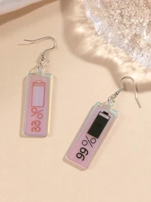 1pair Fashionable Acrylic Battery Level Display Earrings - Multicolor - View 3