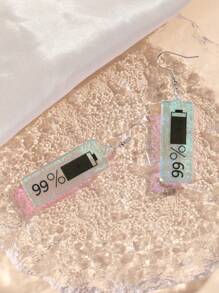 1pair Fashionable Acrylic Battery Level Display Earrings - Multicolor - View 2