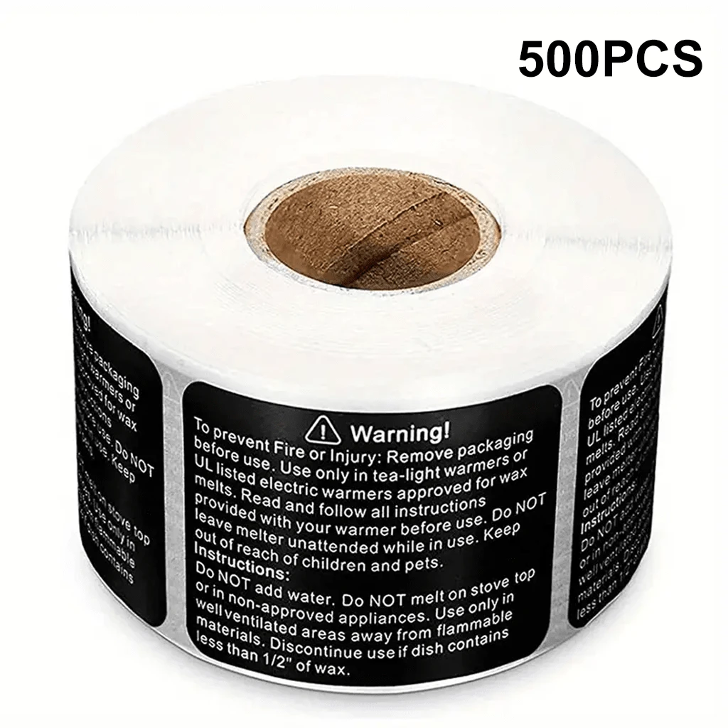 500 Pieces 1.8 X 1.5 Inches Black Wax Melt Warning Labels Candle Warning Labels Wax Melt Warning Labels For Clamshell, - Black - View 1