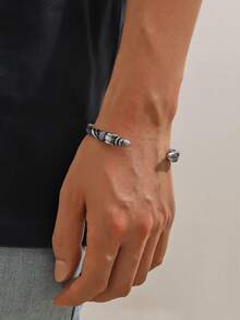 單開線蛇頭葉個人化龐克男士手鍊 - 男士手鐲 - 查看 6