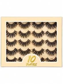 False Eyelashes, 10pairs Dense And Soft Faux Mink Eyelashes, Full And Multi-Layered Lengthening, Reusable, Suitable For Women'S Dancing Party - Fluffy Lashes - View 2