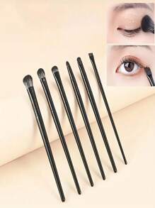 眼妝刷套裝,6入組專業混合眼影化妝刷,適用於遮瑕,眉毛描繪和眼線；各種眼妝刷適合初學者和藝術家 - 黑色 - 查看 1