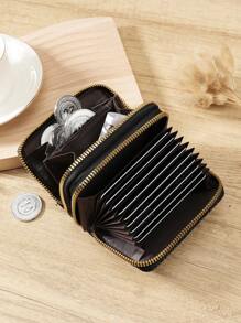 雙拉鍊錢包,口袋錢包,包,多功能錢包,卡片吊飾,多卡片卡片組織器,可存儲信用卡,輕巧簡約,時尚,現代,商務,紀念日禮物,生日禮物,禮物,適用於女孩,女士,女性,背包學校用品,宿舍房間和返校 - 黑色 - 查看 3