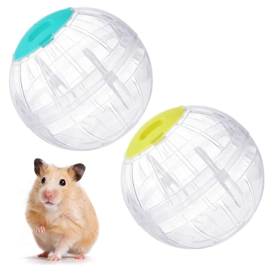2pcs Hamster Exercise Ball, 5.7 Inch Hamster Running Ball Transparent Plastic Hamster Ball Wheel For Dwarf Hamsters Small Pets To Increase Activity - Multicolor - View 1