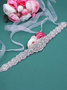 1P Bridal Wedding Dress Belt, Luxury Handmade Waist Cincher, European And American Style Wedding Belt Accessory - Clear - View 3