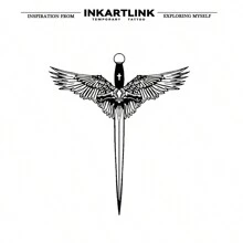 Inkartlink Temporary Tattoo Sticker Sword Design Magic Tattoo Lasts 1-2 Weeks Waterproof And Rub Resistant Realistic Fake Tattoo - Black - View 1