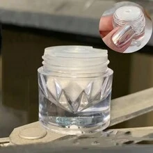 1盒月光鏡銀色美麗細粉、金屬效應色粉、凝膠指甲油鉻膜全息指甲粉 - 白色 - 查看 3