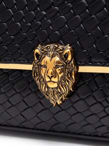 POHO A PU Leather Lion Head Braid Pattern Hand Bag