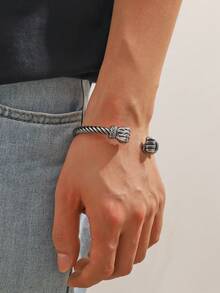 單開線蛇頭葉個人化龐克男士手鍊 - 男士手鐲 - 查看 12