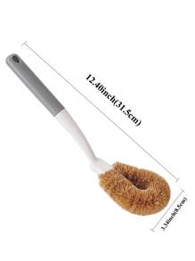 1入組椰子纖維鍋刷家庭廚房清潔刷,適用於洗碗盤和鍋子 - 灰色 - 查看 2