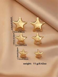 1set Stylish Geometric Five-Pointed Star Stud Earrings - Five Star Earrings Set - View 5