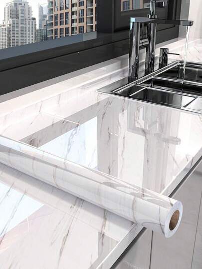 1PC White Marble Contact Paper For Countertops Contact Paper For Cabinets Countert Top Covers Peel And Stick Wallpaper Removable Waterproof Vinyl Self Adhesive Wall Paper For Bedroom