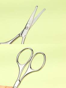 1入組不鏽鋼男士鼻毛修剪器,圓端刀片鼻孔剪刀,男女均適用 - 銀色 - 查看 4