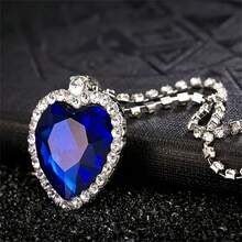 European And American Exaggerated Design Ocean Heart Necklace Pendant Palace Style Fashion Elegant Rhinestone Love Personalized Pendant - Blue - View 8
