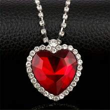 European And American Exaggerated Design Ocean Heart Necklace Pendant Palace Style Fashion Elegant Rhinestone Love Personalized Pendant - Blue - View 3