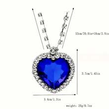 European And American Exaggerated Design Ocean Heart Necklace Pendant Palace Style Fashion Elegant Rhinestone Love Personalized Pendant - Blue - View 4
