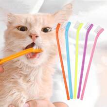 5pcs Pet Toothbrush, Single-Headed Cat Toothbrush, Dental Care Toothbrush For Cats And Dogs, Small Brush Head, Clean Cat'S Teeth, Long-Handle Toothbrush, Not Easy To Bite, Random Color Delivery - Multicolor - View 1