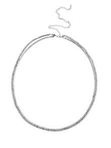 一款時尚、性感、迷人的簡約海灘/夜店鑲鉆腰鏈，街拍潮流單層腰鏈身鏈蝴蝶腰鏈 - 銀色 - 查看 3