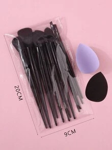 15件套高端黑色化妆刷套装，刷毛柔软，ins风，包含海绵蛋、多功能粉扑、散粉刷、轮廓刷、腮红刷、眼影刷套装，非常适合学生日常化妆。 - 黑色 - 查看 9