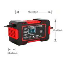 Car Battery Charger 12V Display Smart Battery Charger Power Puls Repair Chargers Wet Dry Lead Acid Battery - Red - View 3