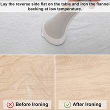 1pc Round Wood Grain Pattern Elasticized Fitted Tablecloth With Waterproof Plastic Layer And Flannel Backing, Suitable For Outdoor Picnic - Beige - View 6