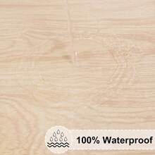 1pc Round Wood Grain Pattern Elasticized Fitted Tablecloth With Waterproof Plastic Layer And Flannel Backing, Suitable For Outdoor Picnic - Beige - View 2