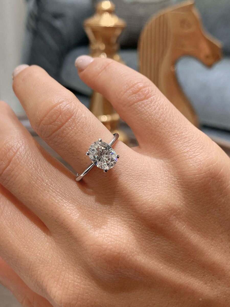 橢圓形莫桑石訂婚周年紀念戒指,結婚新娘珠寶