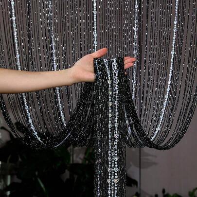 1pc Colorful Romantic Heart-Shaped Beaded Curtain With Glittering Effect, Perfect For Store Window, Room Divider, Doorway, And Decor