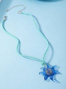 1條歐美風格優雅玻璃花頸鍊 - 彩色 - 查看 2