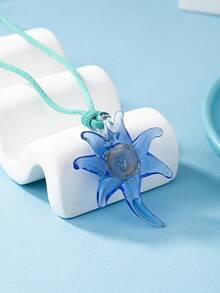 1條歐美風格優雅玻璃花頸鍊 - 彩色 - 查看 4