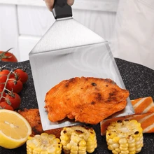 不鏽鋼煎鏟,適用於家庭廚房,牛排翻轉、煎蛋、煎餅鏟、鐵板燒鏟、烹飪鏟 - 黑色 - 查看 1