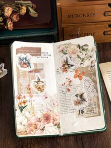 1盒(45粒)飛鳥拼貼迷你貼紙,適用於日誌,剪貼簿,封口裝飾 - 白色 - 查看 5