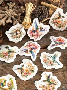 1盒(45粒)飛鳥拼貼迷你貼紙,適用於日誌,剪貼簿,封口裝飾 - 白色 - 查看 2