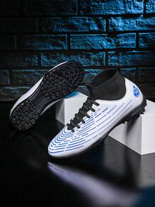 男士足球鞋運動草皮足球釘鞋專業室內外運動鞋 - 藍色 - 查看 5