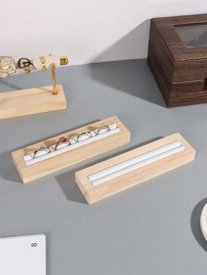 1 cái Giá trưng bày nhẫn bằng gỗ nguyên khối Khay đựng đồ trang sức Giá đỡ khuyên tai để trưng bày trang trí trở lại trường học