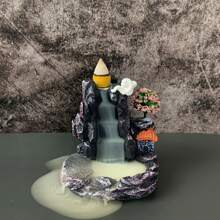 1pc Resin Waterfall Backflow Incense Burner Used For Home, Office Indoor Decoration Or Gift - Multicolor - View 2