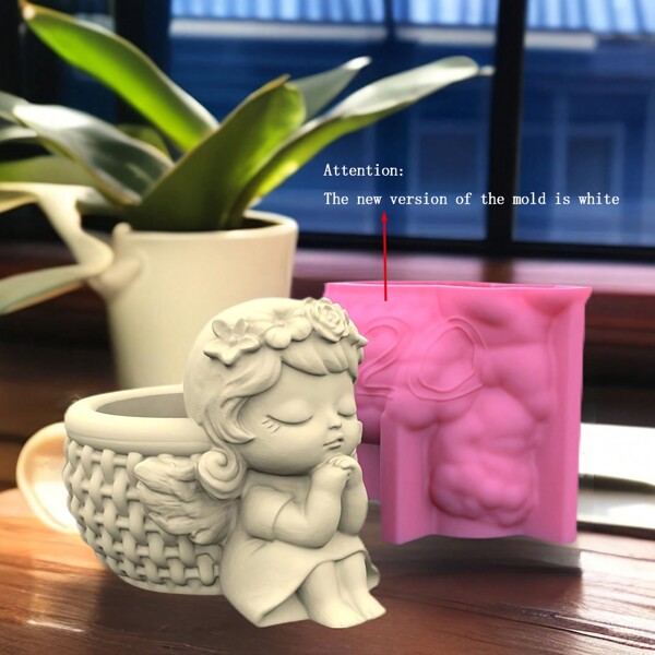 Molde de silicone multifuncional com design fofo para meninas, usado para fazer vasos de suculentas, porta-lápis, porta-velas, etc.