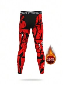 Men's Compression Pants With Digital Printing, Fitness Long Pants, Sports Gym Jogging Running Quick-Dry Workout Active Cropped Trousers - Multicolor - View 2