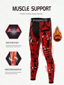 Men's Compression Pants With Digital Printing, Fitness Long Pants, Sports Gym Jogging Running Quick-Dry Workout Active Cropped Trousers - Multicolor - View 6