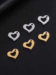 5pcs/Set Stainless Steel Heart Shaped Pendant For Necklace, Earrings, Hat, Brooch Making, Valentine's Day Gifts Diy Crafts