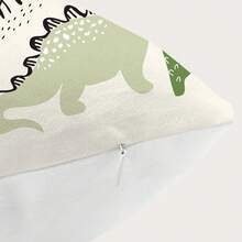 1入組簡約卡通恐龍45*45cm聚酯數字印花裝飾枕套,不含枕芯,隱藏式拉鍊,適用於沙發,客廳,臥室 - 彩色 - 查看 6