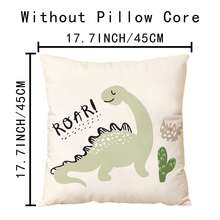1入組簡約卡通恐龍45*45cm聚酯數字印花裝飾枕套,不含枕芯,隱藏式拉鍊,適用於沙發,客廳,臥室 - 彩色 - 查看 8