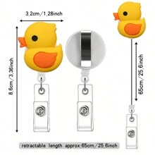 1pc Funny Duck Strawberry Rainbow Egg Smiling Face Badge Reels Retractable Badge Holders,ID Badge Holders Retractable With Clip,Cute Nurse Badge Reel For Student Business Meeting School Office,3.2*1.285inch,School Supplies,Back To School