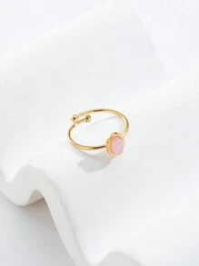 1 件新鍍 18k 金天然綠松石鍊式不銹鋼女士戒指 - 橢圓 - 查看 5