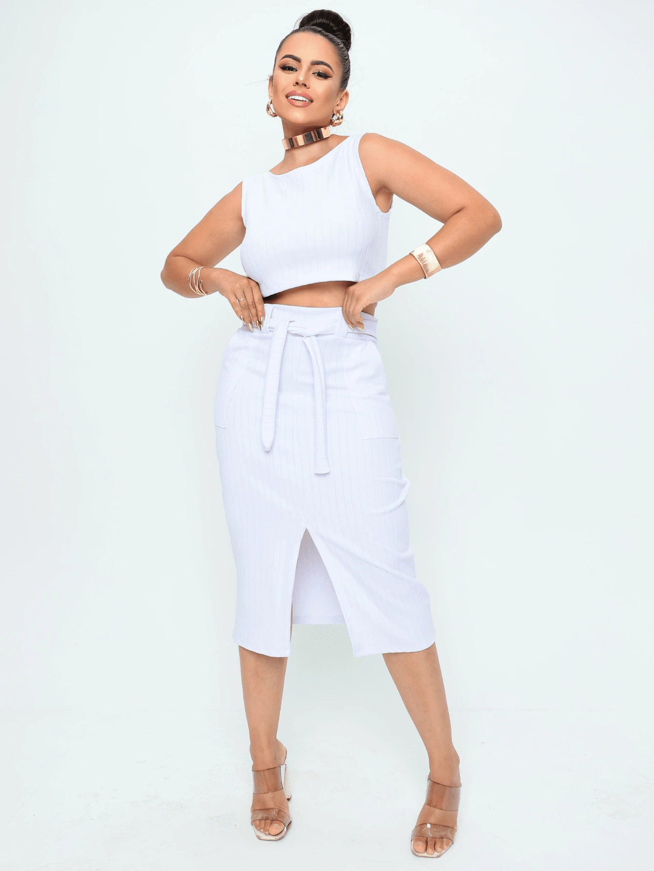 Women Two-Piece Outfits - White - View 1