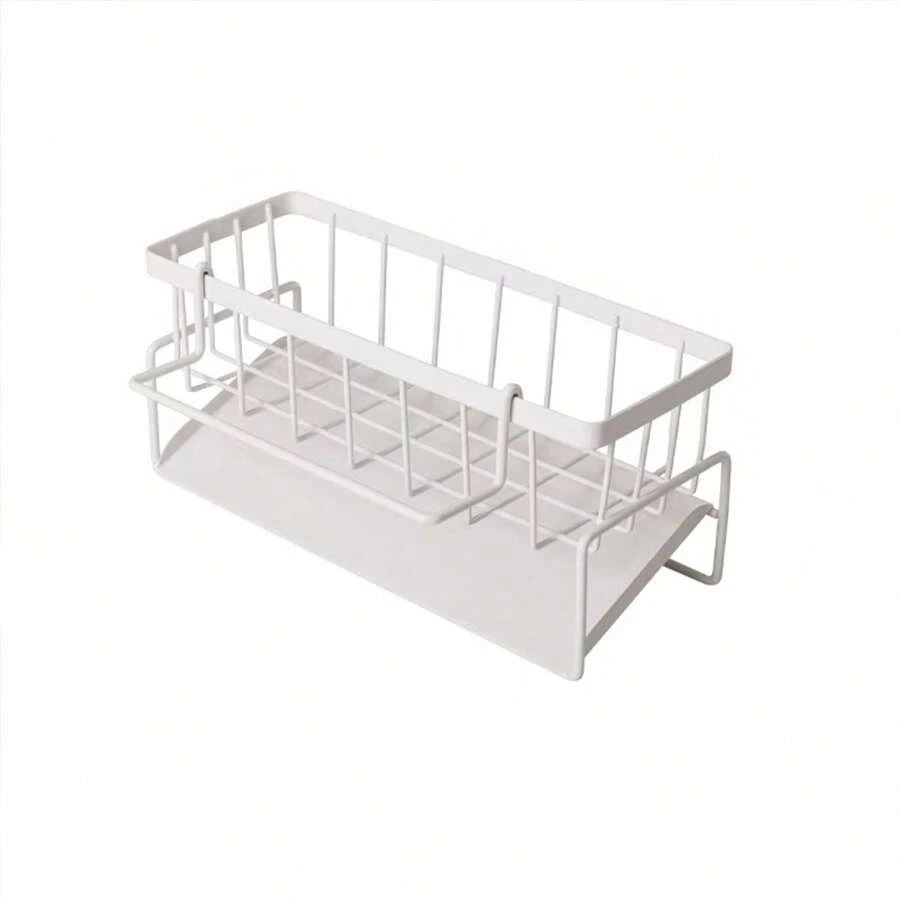 1pc Kitchen Sink Storage Rack, Toilet Storage Rack, Kitchen Faucet Sponge Holder, Storage Rack Sink Organizer, Drain Rack For Sponge, Soap, Brush, Towel, Scrubbers, Bathroom And Kitchen Supplies - White - View 1